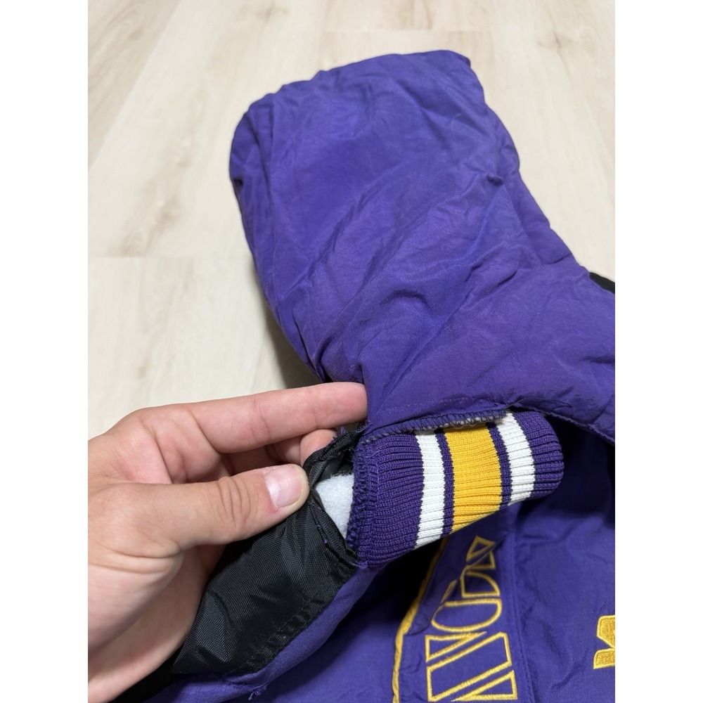 Vintage 90s Minnesota Vikings NFL Starter Pro Line Hooded Puffer Jacket Men's XL - Picture 5 of 7